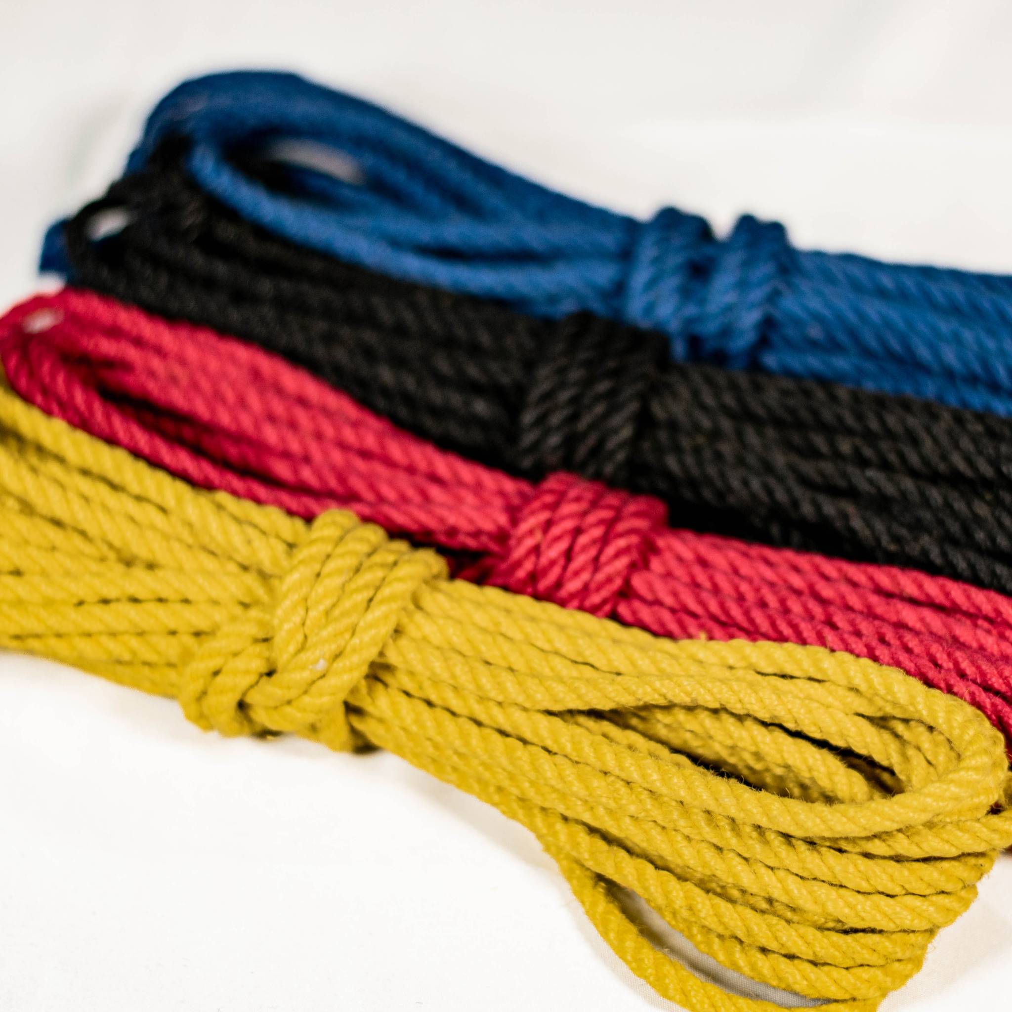 Coloured jute rope · 5mm double-ply (treated)
