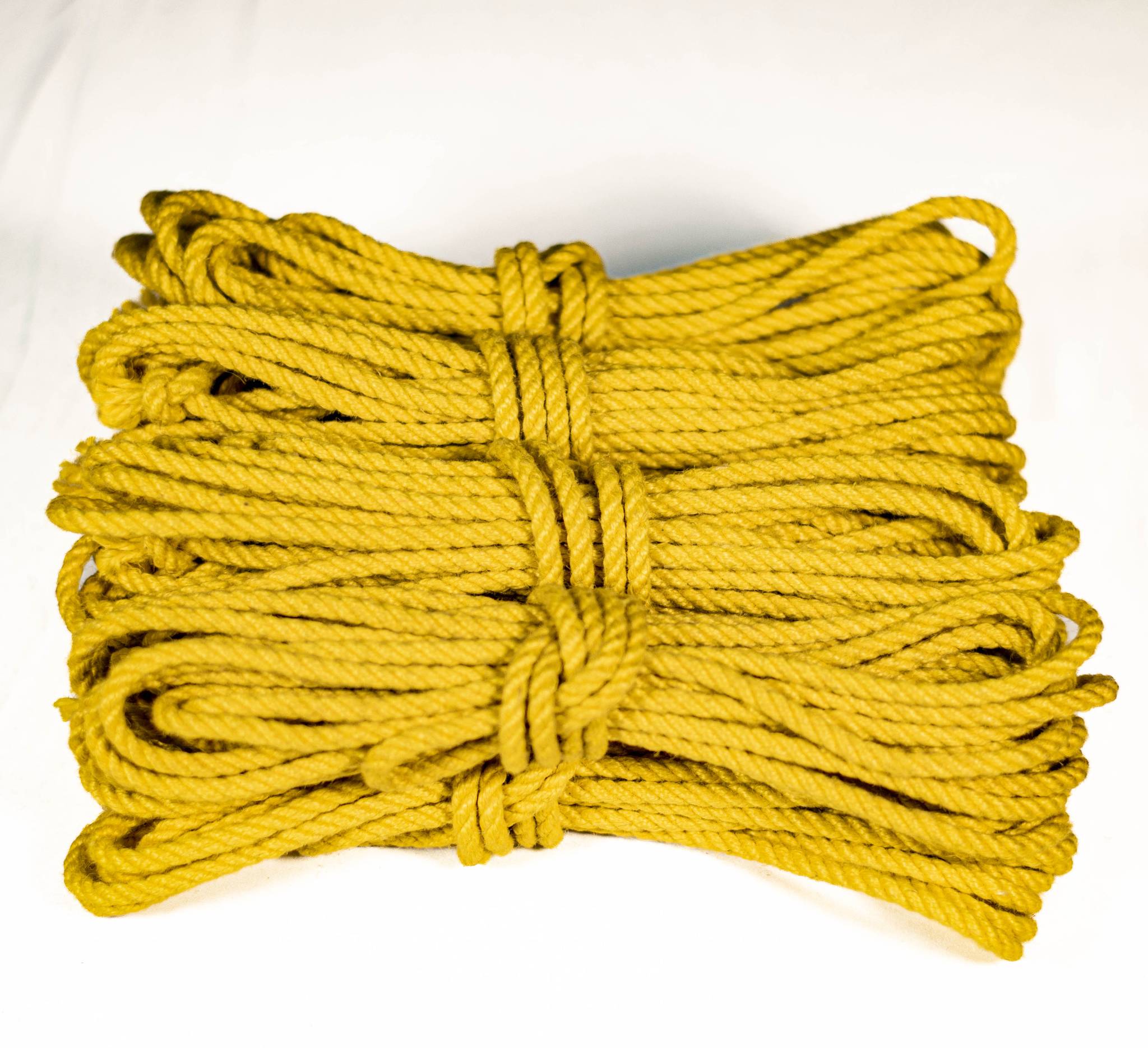 Yellow jute rope · 5mm double-ply (treated)